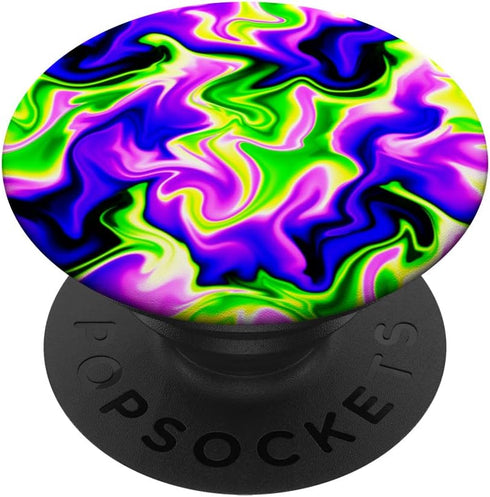 Purple + Lime Green Psychedelic Liquid Swirl PopSockets Standard PopGrip