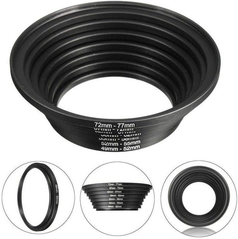 7Pcs Filter Ring Adapter Set, Aluminum Camera Lens Filter Ring Adapter Kit, Camera Professional Mini Step Up, Camera