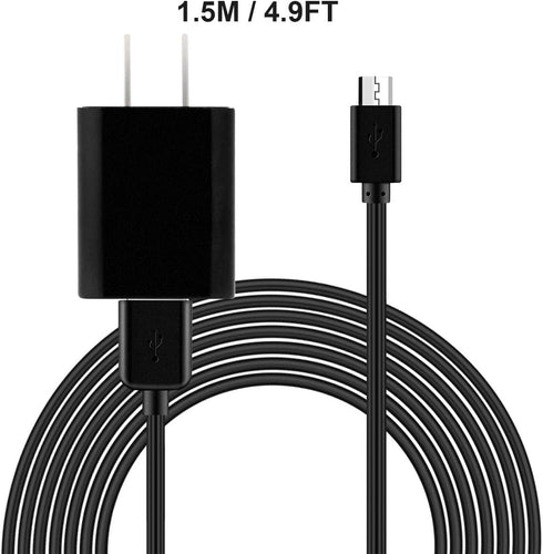 Dericam 5V 1A Micro USB Wall Charger with 5ft Cable for Android, Kindle Fire, Security Cameras - US Plug (Black)