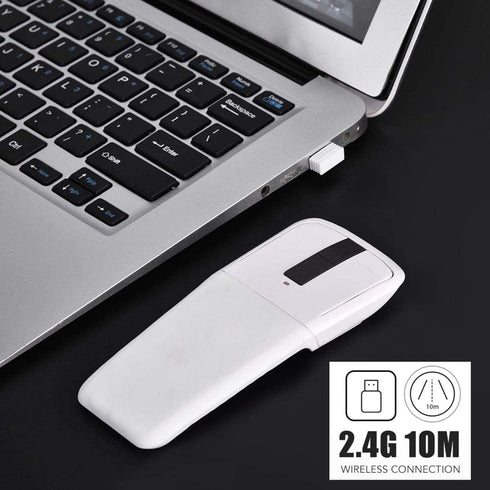 Wireless Mouse Folding Mouse Touch Mouse USB Mouse for Microsoft Mouse, Photoelectricity + Touch Scroll, Arc Mouse Mice with USB Receiver for PC/Laptop/MacBook/Smart TV(White)