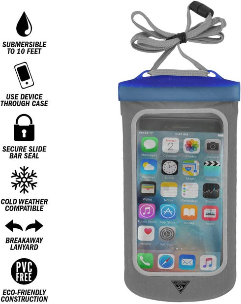 Seattle Sports E-Merse NeoX - iPhone X and Smaller Smartphone Waterproof Submersible Pouch Dry Bag Case, Blue Steel
