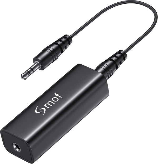 Smof Upgraded Ground Loop Noise Isolator, Noise Filter for Car Audio/Home Stereo System with 3.5mm Audio Cable (Black)