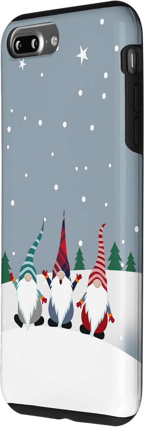 iPhone 7 Plus/8 Plus Christmas Gnomes Case, Plaid Stripes Pattern for Holidays and Winter