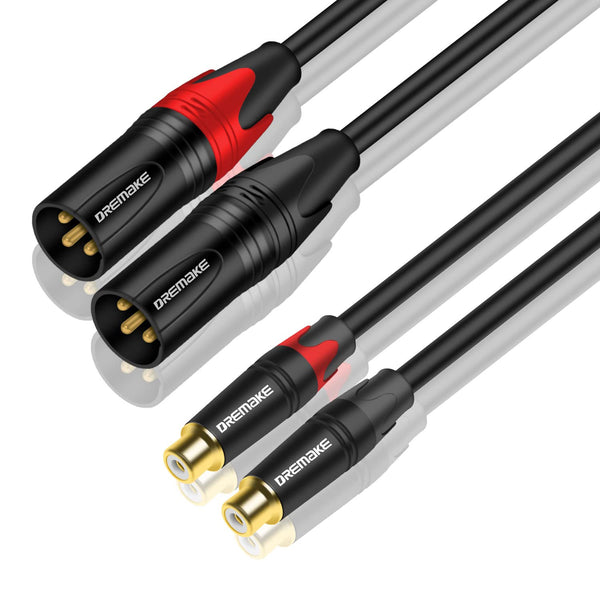 DREMAKE Female RCA to XLR Male Cable, Dual RCA to Dual XLR