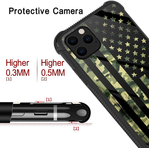 TnXee Camo American Flag Case for iPhone 11, Soft TPU Anti-Skid Thread Frame with Four Corner Anti-Collision