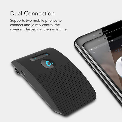 Handsfree Bluetooth Car Kit, Auto Power On Navigation Assistant, Visor Bluetooth Receiver with Back Clip