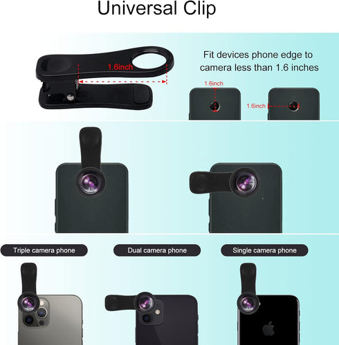 Godefa 14 1 14 13 12 11 Phone Camera Lens Kit, in Lenses with Selfie Light for iPhone Xs X Pro Samsung and Other