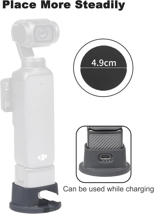 FiTSTILL Lightweight Black Silicone Non-Slip Desktop Mount for DJI Osmo Pocket 3, Compact with Charging Opening