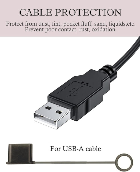 8Pcs USB Caps for USB A Cable, Anti Loss Tether, Silicone Dust Protection Adapter Cover for Android/iPhone, Translucent