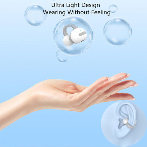 Bluetooth Ear Clip, Single Wireless Ear Bud Clip On Headphone, Open Ear Bluetooth Wireless Headset for Workout Cycling