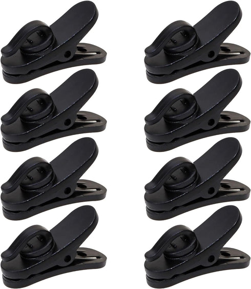 1 Inch Small Plastic Rotate Earphone Clips for Fixing Earbuds Cables, Pack of 8 (Black).
