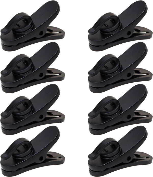 1 Inch Small Plastic Rotate Earphone Clips for Fixing Earbuds Cables, Pack of 8 (Black).