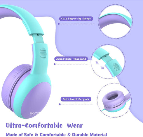 gorsun Kids Headphones - Limited Volume Cat Ear Toddler Headphones, Wired Over Ear for Children