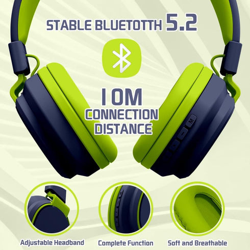Kids Bluetooth Headphones 5.3, Wireless 60H Play Time, Volume Limited 85/110dB Over Ear Foldable Headset for Boy Girl