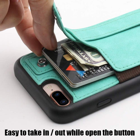 TOOVREN Upgraded iPhone 7 Plus Wallet Case, iPhone 8 Plus Wallet Case with Card Holder, Perfect for Travel, Aqua