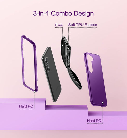 WeLoveCase Galaxy S23 5G Heavy Duty Protection, Hybrid Shockproof TPU Bumper, Full Body Cover - 6.1 Inch, Purple