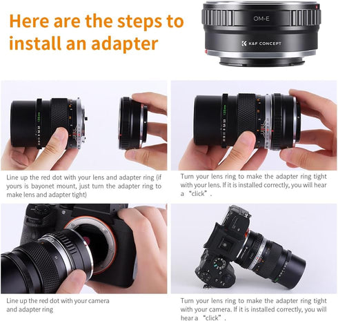 K&F Concept Lens Mount Adapter for Olympus OM Lens to Sony NEX (E-Mount) Camera Body