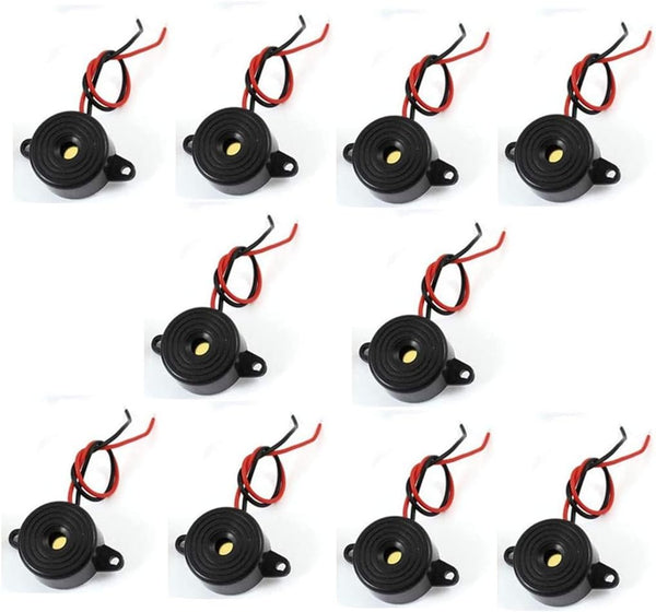 DC 3-24V Active Piezo Buzzer 85 db with Industrial Audio, 2-Wire Leads Electric Alarmer, 10PCS