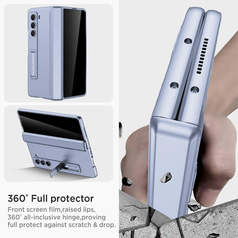 Samsung Galaxy Z Fold 5 Case by Miimall: Ice Blue, with Privacy Screen Protector, Kickstand & Magnetic Hinge Protection.