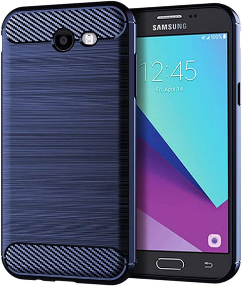Asuwish Phone Case for Samsung Galaxy J7 Prime 2017 with Tempered Glass Screen Protector, Blue
