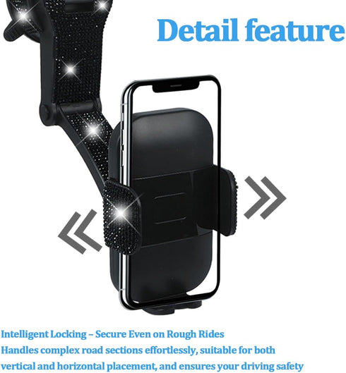 SWPHRT 360 Bling Car Phone Holder, Rotation Crystal Rhinestone Suction Cup Dashboard Mobile Phone Stand, Diamond