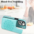 MMHUO Flower Magnetic Back Flip Case for iPhone 15 Pro, Mint, with Card Holder & Wallet Design
