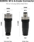 Eonvic M12 5 Pin Male & Female A Code Circular Aviation Plug, 60V 4A Waterproof Connector Cable Adapter