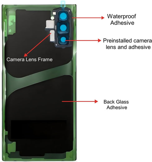 Galaxy Note 10+ Back Cover Glass Housing Replacement with Camera Lens Parts for Samsung Galaxy Note10+ (Aura Black)