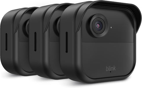 Silicone Case Cover for All-New Blink Outdoor 4 (4th Gen), 3 Pack Weatherproof Skin with Hat Brim, Black