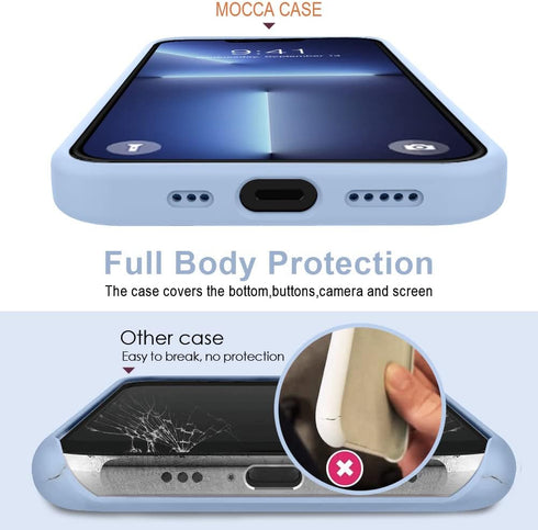 MOCCA iPhone 13 Case 6.1 inch with Ring Kickstand, Liquid Silicone, Microfiber Liner, Anti-Scratch Shockproof Case for