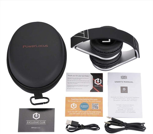 PowerLocus Bluetooth Headphones Over Ear, Wireless Foldable Headphones, Hi-Fi Stereo, Soft Memory Foam Earmuffs,