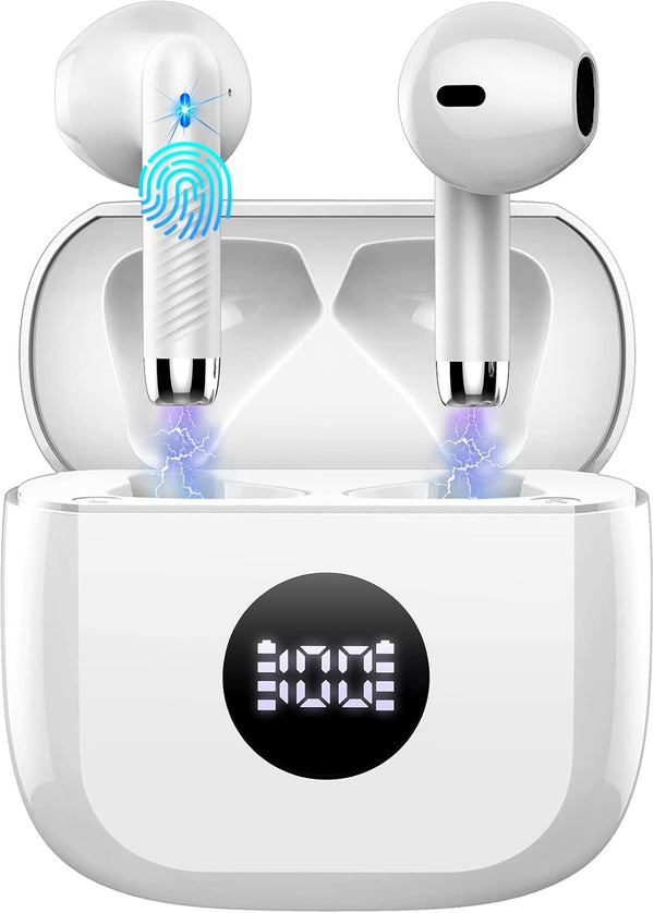Wireless Earbuds, Bluetooth 5.3 Ear Buds with LED Power Display, Noise Cancelling Mic, 40H Playback, IP7 Waterproof