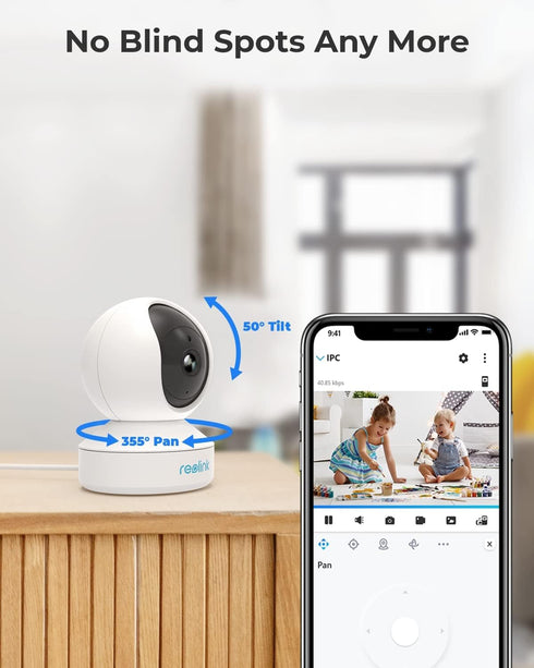REOLINK 2K Indoor Camera, E1 Plug-in 2.4G WiFi Security Camera for Baby/Pet Monitor with Phone App