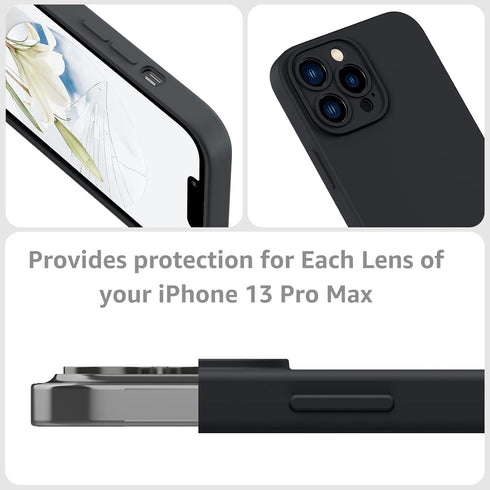 MCFANCE Silicone Magnetic Case for iPhone 13 Pro Max - Compatible with MagSafe, Shockproof Cover (Black)