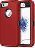 Jelanry for iPhone 5/5S/SE 1st Generation Case, Heavy Duty Rugged Shockproof Dual Layer Protective Shell, Red