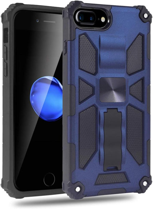 Asuwish iPhone 6/6s/7/8 Plus Case with Tempered Glass Protector & Kickstand - Blue for Men & Women.