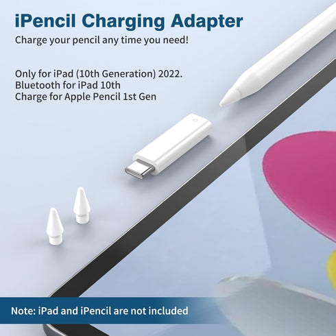 Jelanry Apple Pencil Adapter + 2 Pack Replacement Tips for iPencil, USB-C to Pencil Adapter for 1st Generation