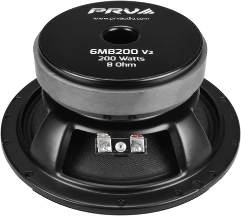 PRV AUDIO 6.5 Inch Midbass Speaker 6MB200 v2 8 Ohm - 200 Watts, 93.5 dB, 1.5" Voice Coil for Car Audio with Outstanding