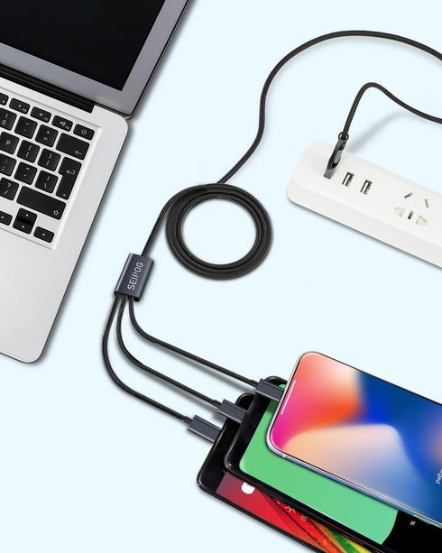 Multi Charging Cable 5 in 1, 2 Pcs 4FT USB C/A Multi Charger Cable to Type-C/Micro USB Port, Nylon Braided USB C