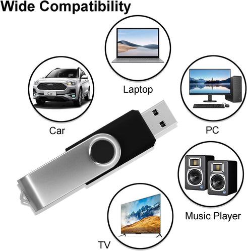 IMEASON 16GB 2.0 FAT32 16 Swivel Design USB Flash Drive with Keychain, USB Portable Thumb Drive Memory Stick, Format