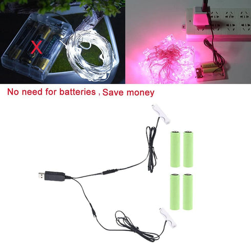 Cherjoury Eliminator,2In1 1-4 Pieces1.5V 3V Battery Aa Battery -Eliminator USB Power Supply Replace Aa Batteries