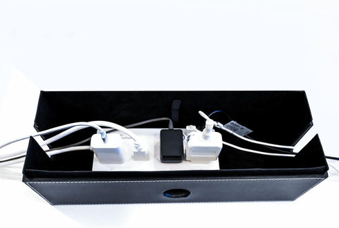 NEET Large Cable Management Box, Computer Cord Organizer to Hide and Conceal Power Cables for Desks, Black Stitched