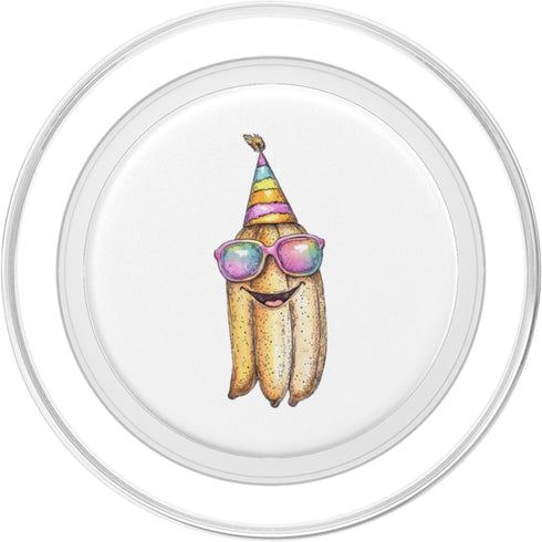 Happy Fruit Vibes Cool Banana Party Hat Sunglasses Fun Design PopSockets PopGrip for MagSafe