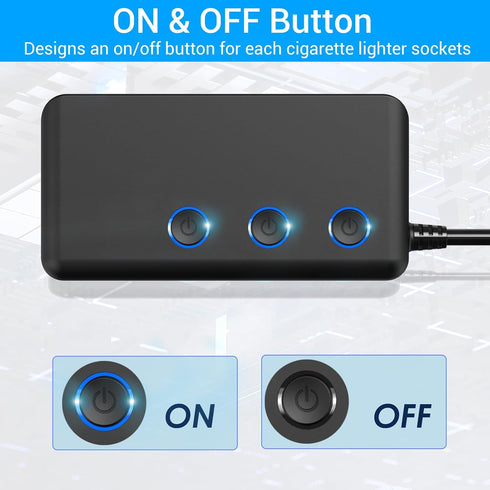 Qidoe 3 Socket Car Charger Splitter 200W, Cigarette Lighter Adapter with PD30W USB-C & QC3.0 Multi USB Car Charger
