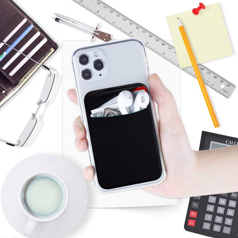 ACKLLR 3 Pack Cell Phone Card Holder, Adhesive Sticker for Back of Phone, Stretchy Fabric Card Sleeves