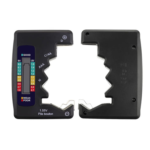 Battery Tester Checker for AA AAA D N 9V 1.5V Button Cell Batteries, Clear Bar Graph LCD Display