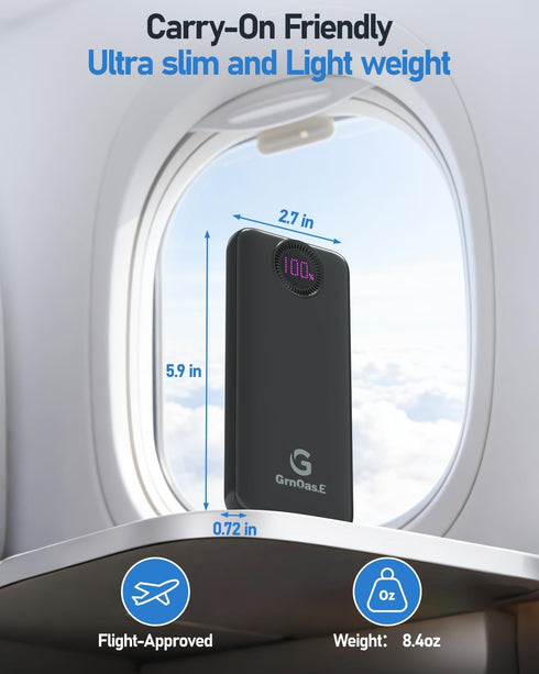 GrnOas.E Bank,10000mAh 22.5W Cables4 2 Powerbank,5V/3A Power Max Portable Charger Built in Outputs Inputs External