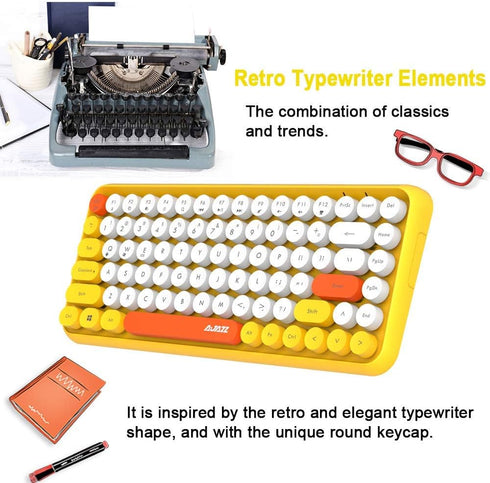 FELICON Wireless Bluetooth Keyboard, Mini Portable 84-Key Keyboard Compatible with Android, Windows, PC