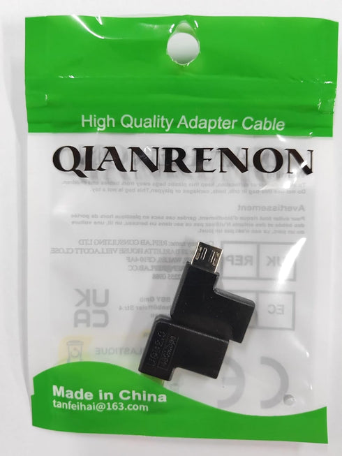 QIANRENON USB C to Micro USB 90° Angle Charging Data Connector, Right Angle Adapter for Phone and Camera
