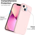 ORNARTO Shockproof Liquid Silicone Case for iPhone 13, Gel Rubber Anti-Shock Cover, 6.1inch, Chalk Pink